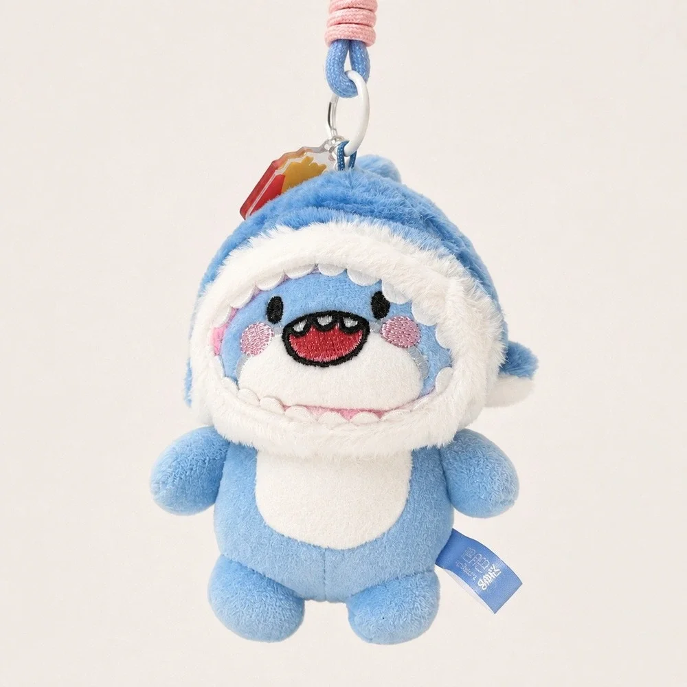 HAVEROSE Cute Blue Shark Plush Keychain Bag Charm Wrist Strap 5.5in NWT Kawaii